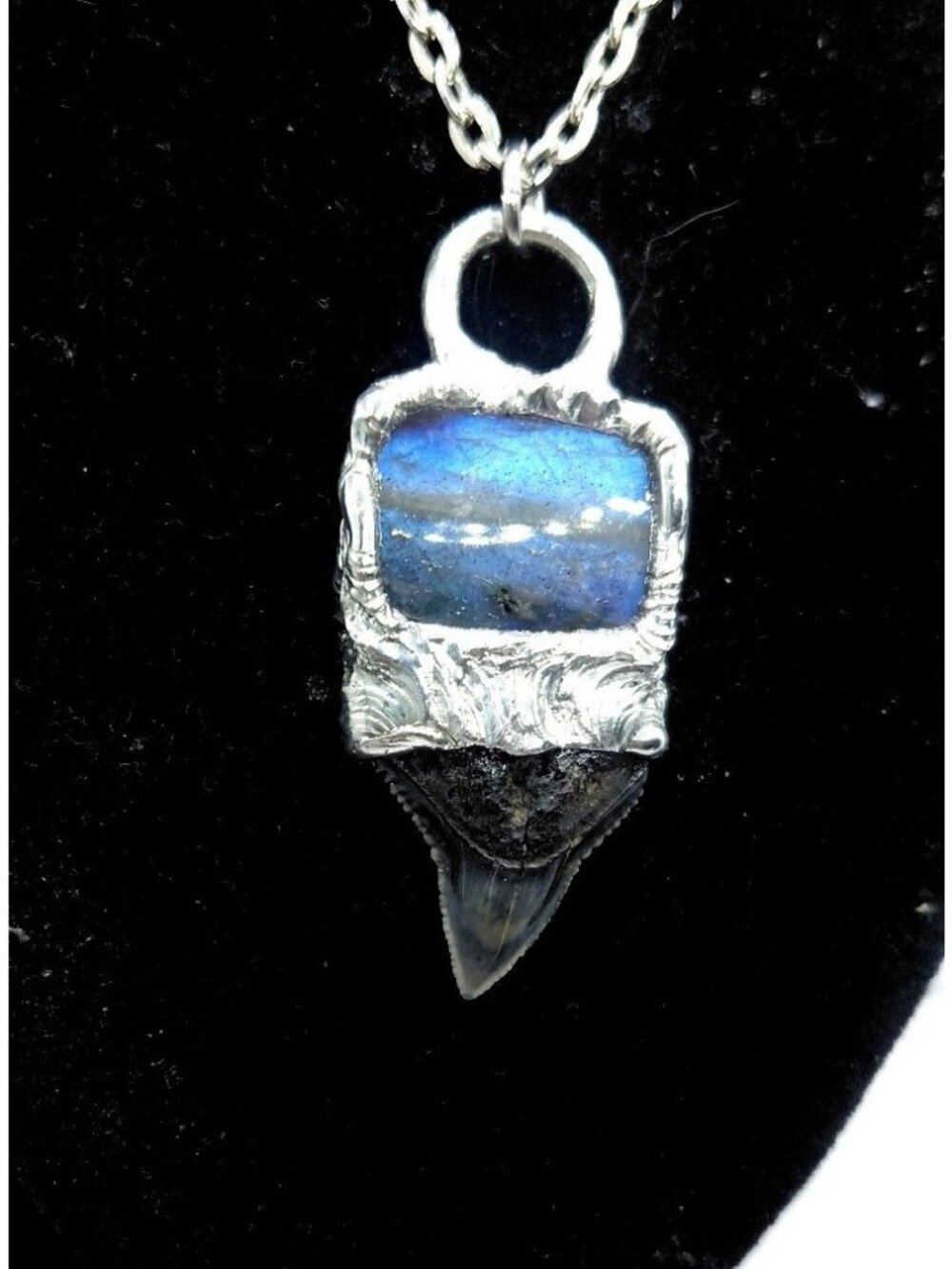 Labradorite and shark tooth crystal necklace
